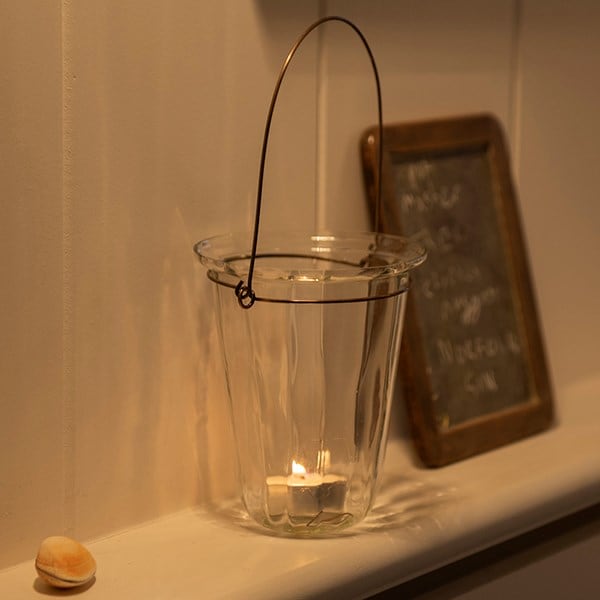 Glass hanging tealight lantern
