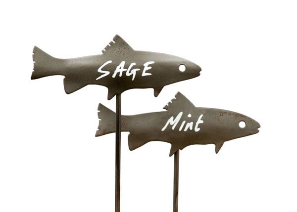 Metal fish plant markers - set of 4