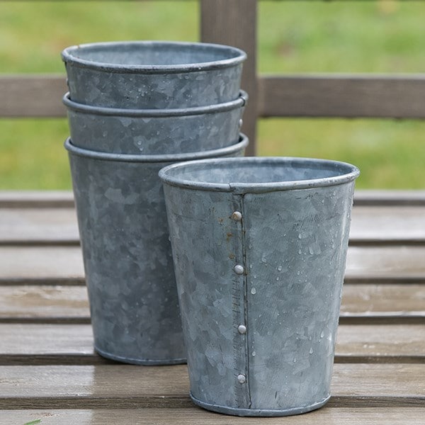 Galvanised pots - set of 6