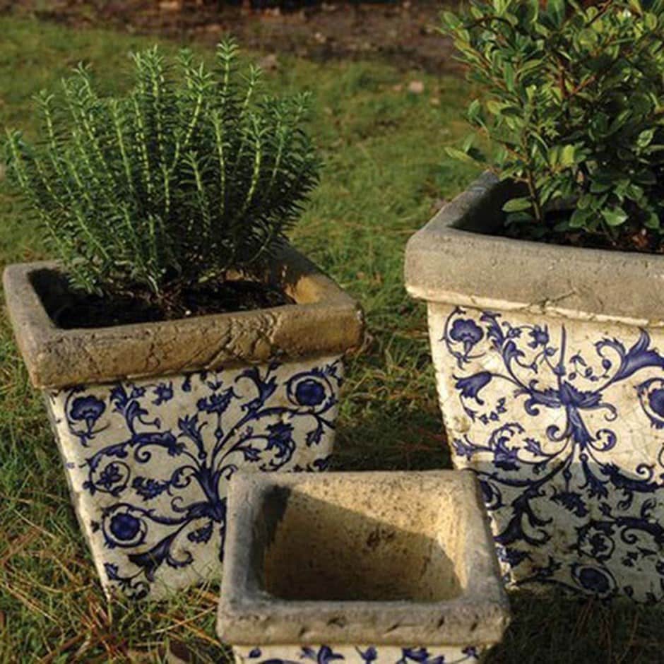 Buy Aged ceramic flower pot set of 3 Delivery by Crocus