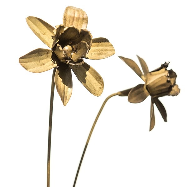 Daffodil flower stake - antique brass