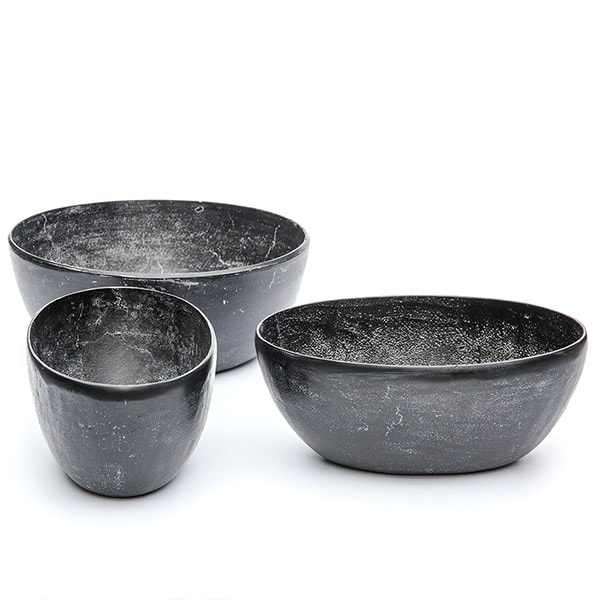Rough cast aluminium bowl - charcoal black