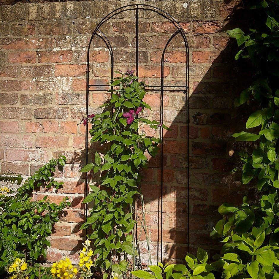 Elegant arched metal trellis - black