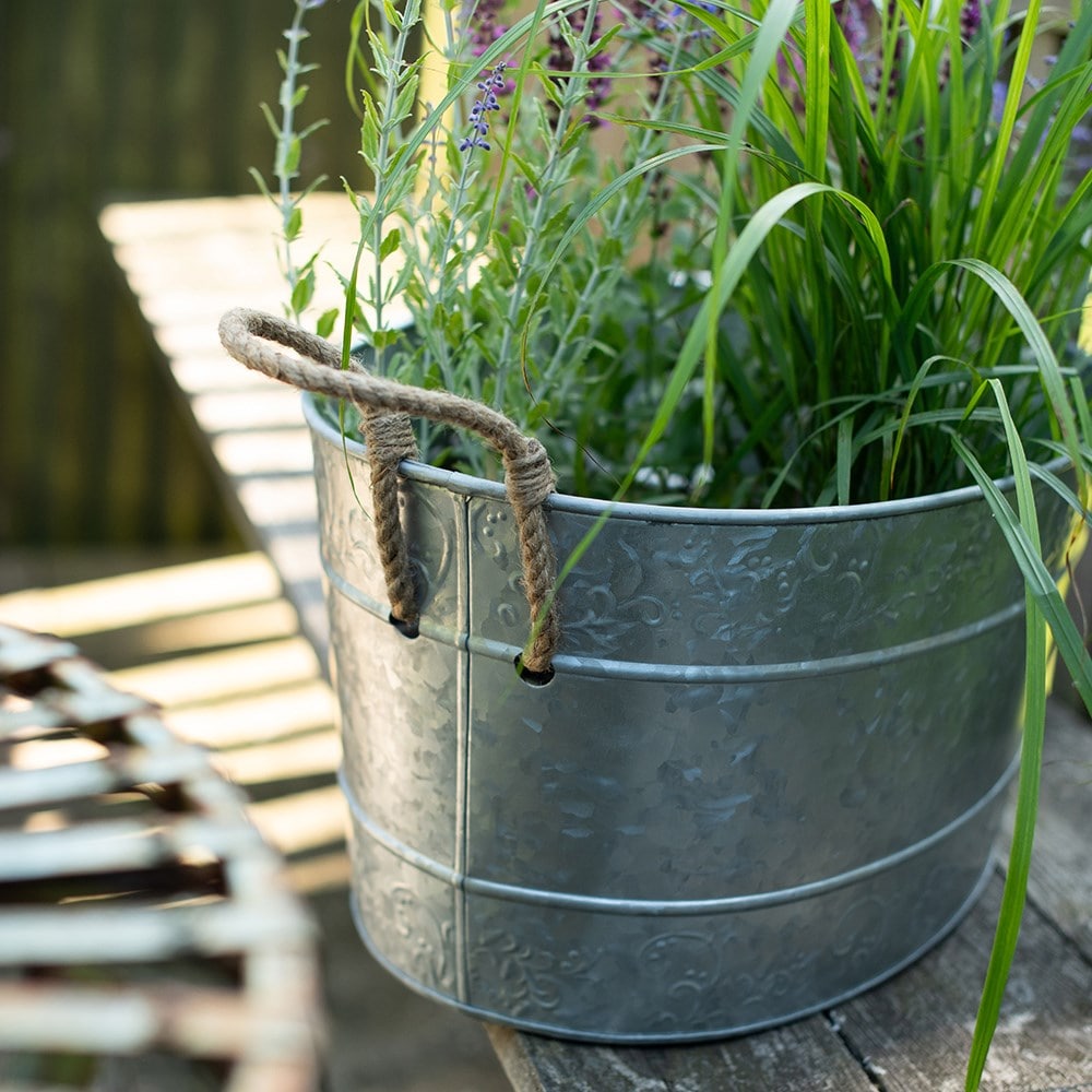 Galvanised trough for plants or drinks