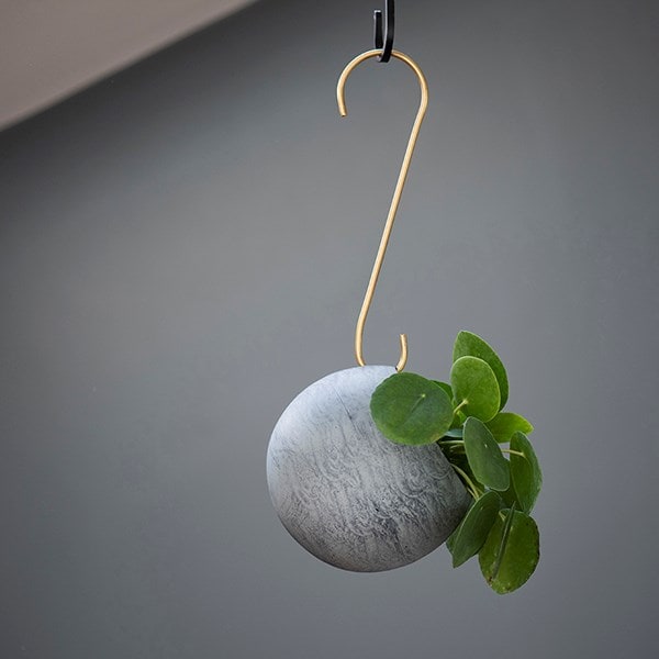 Sphere hanging plant pot - aged zinc