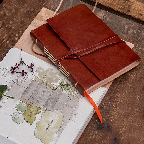 Gardener's leather journal/sketchbook - chestnut brown
