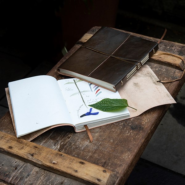 Gardener's leather journal/sketchbook - walnut brown