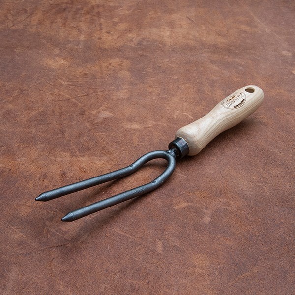 DeWit weeding fork 2 prong with ash grip