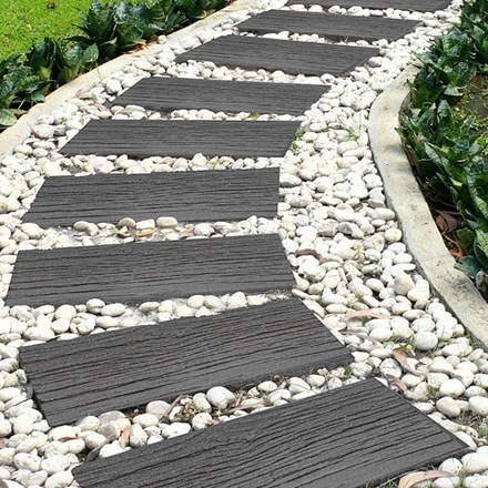 Recycled rail road tile stepping stone