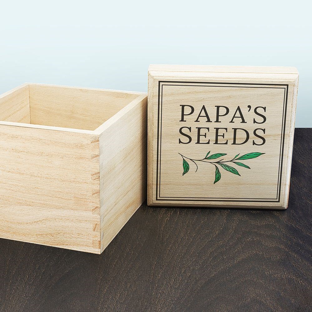 Personalised gardening seeds box