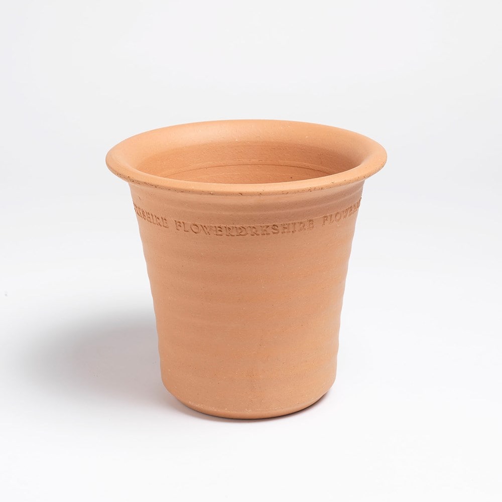 Terracotta ribbed flowerpot small