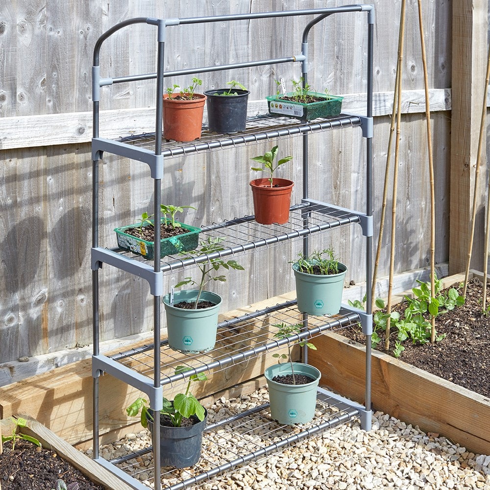 Compact 4 tier growhouse with cover