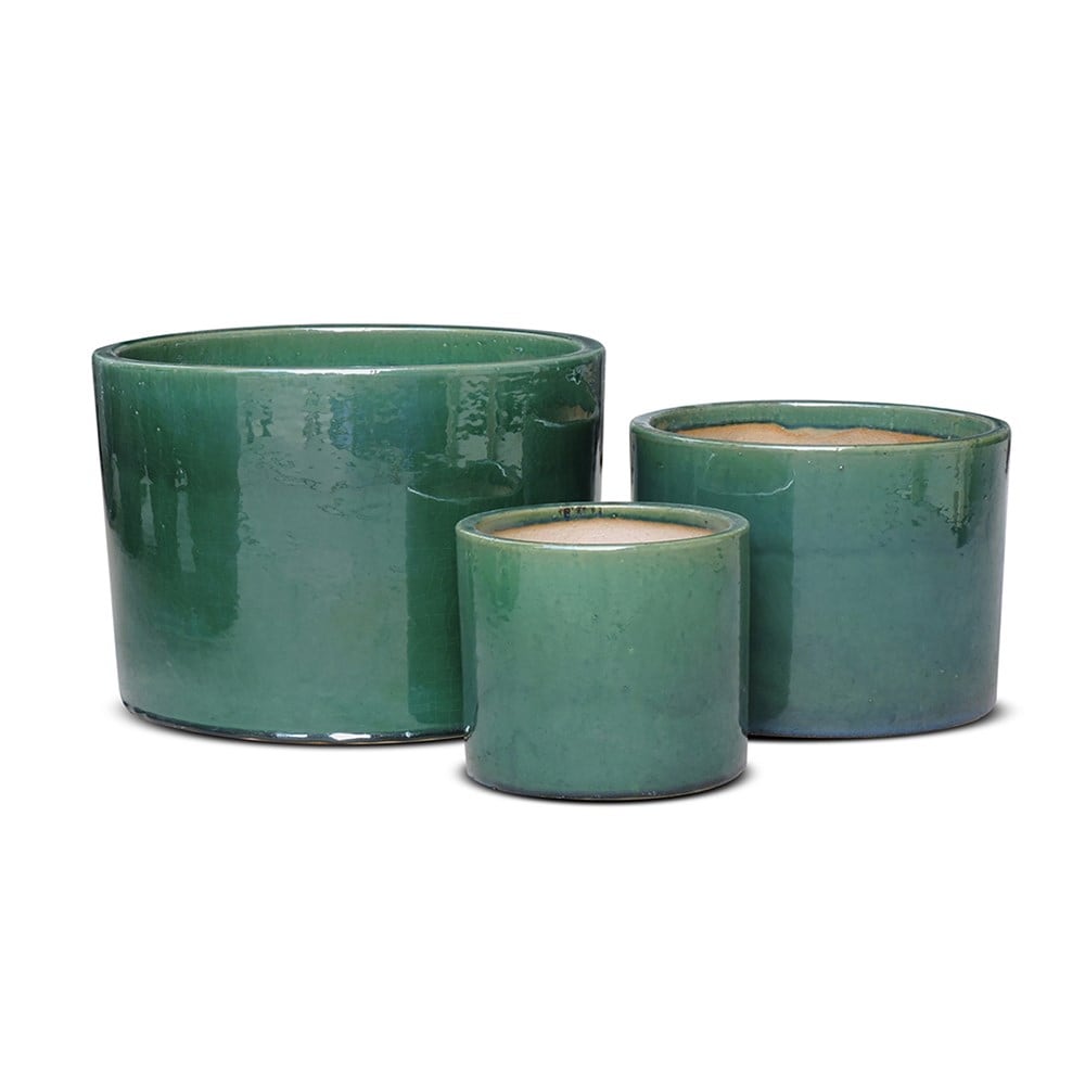 Glazed ceramic cylinder crackle green