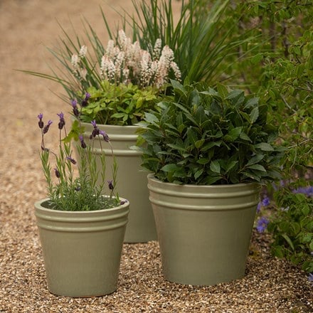 Glazed ceramic pot - sage green