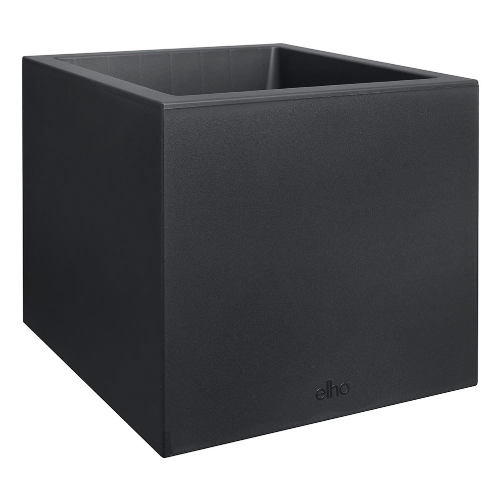 Square planter with wheels - black