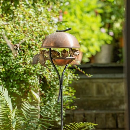 Stake bird feeder - copper