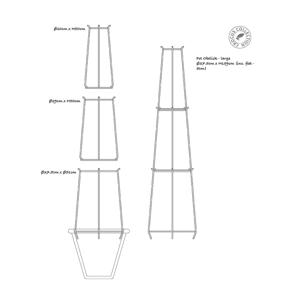 Pot obelisk - gunmetal grey
