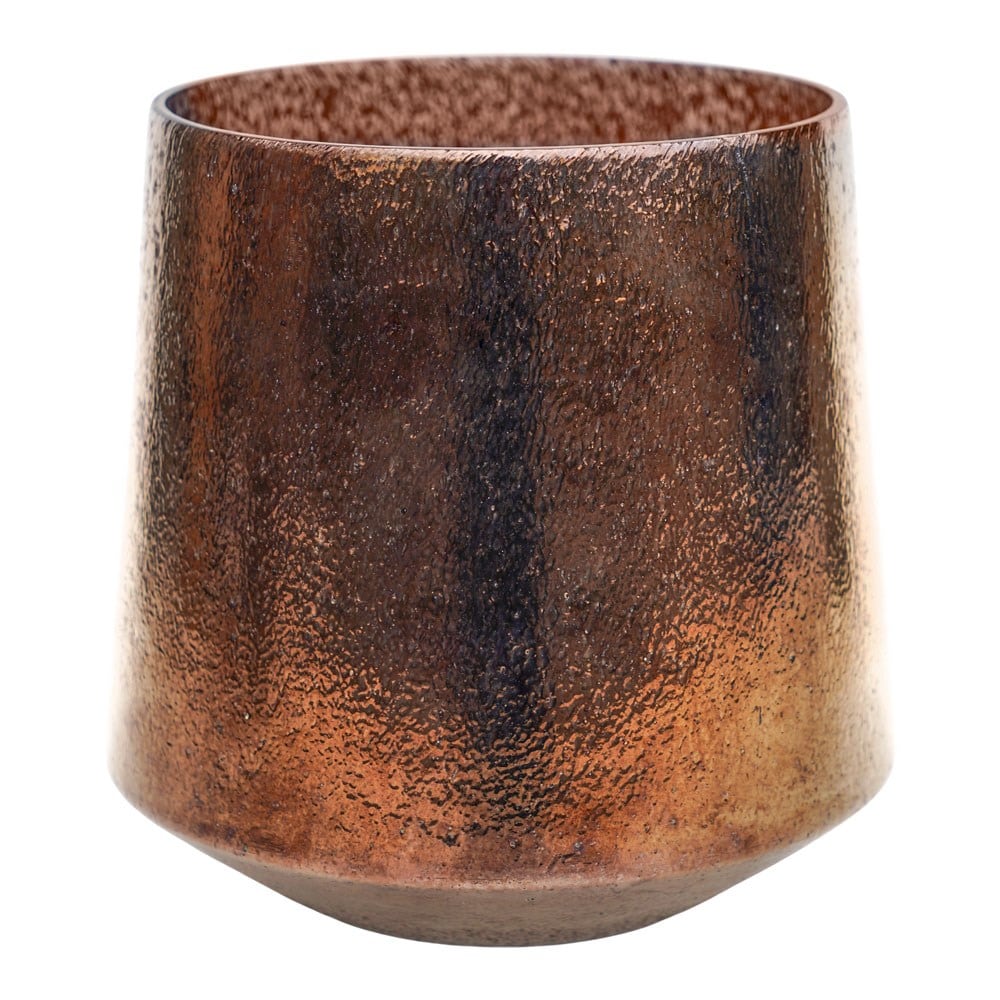 Glass metallic plant pot - bronze