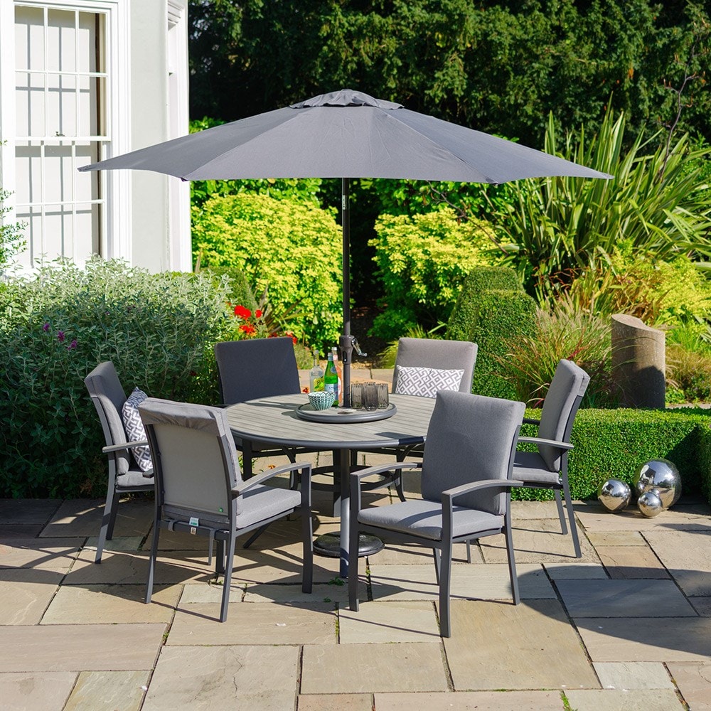 Siena six seat dining set with parasol
