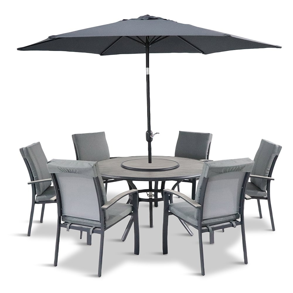 Siena six seat dining set with parasol