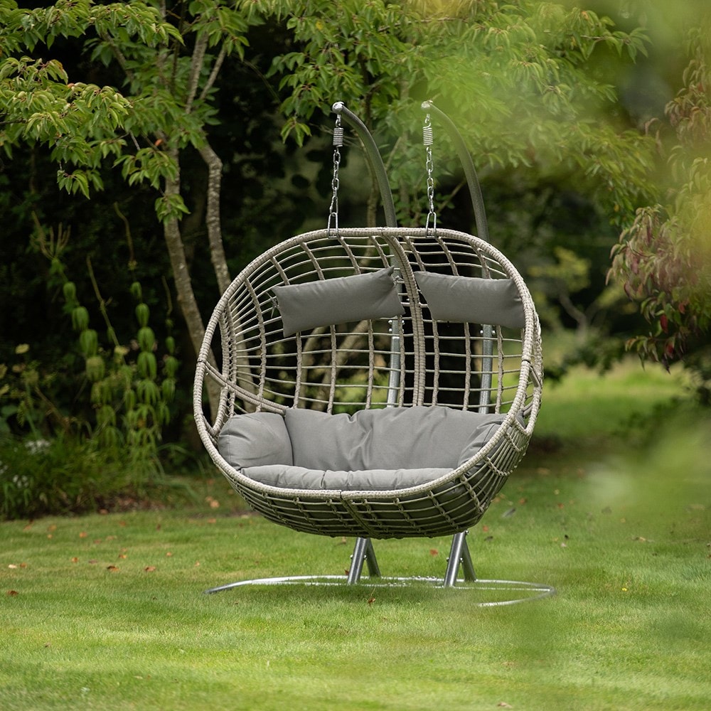 Grey weave hanging chair - double