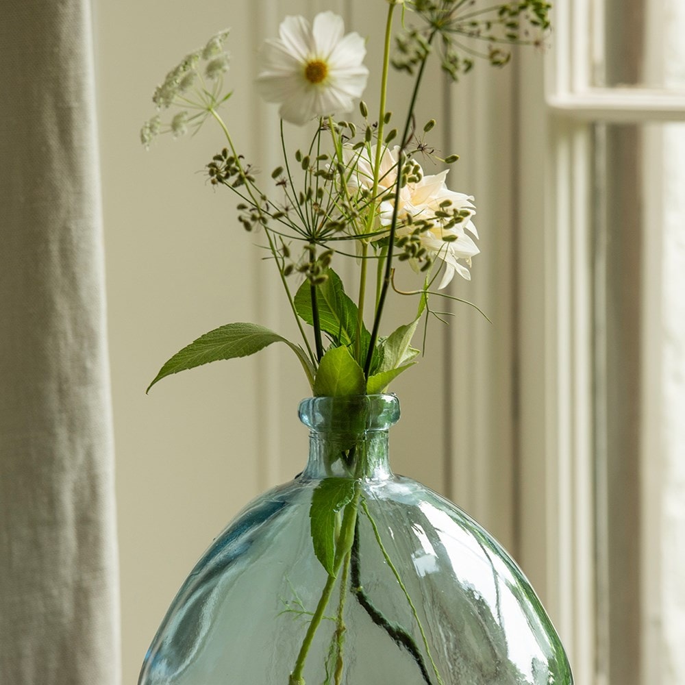 Blue glass bubble vase