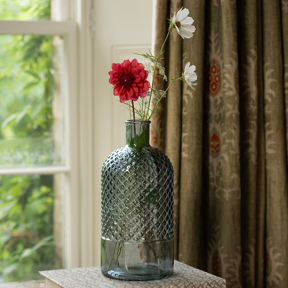 Grey glass bottle vase