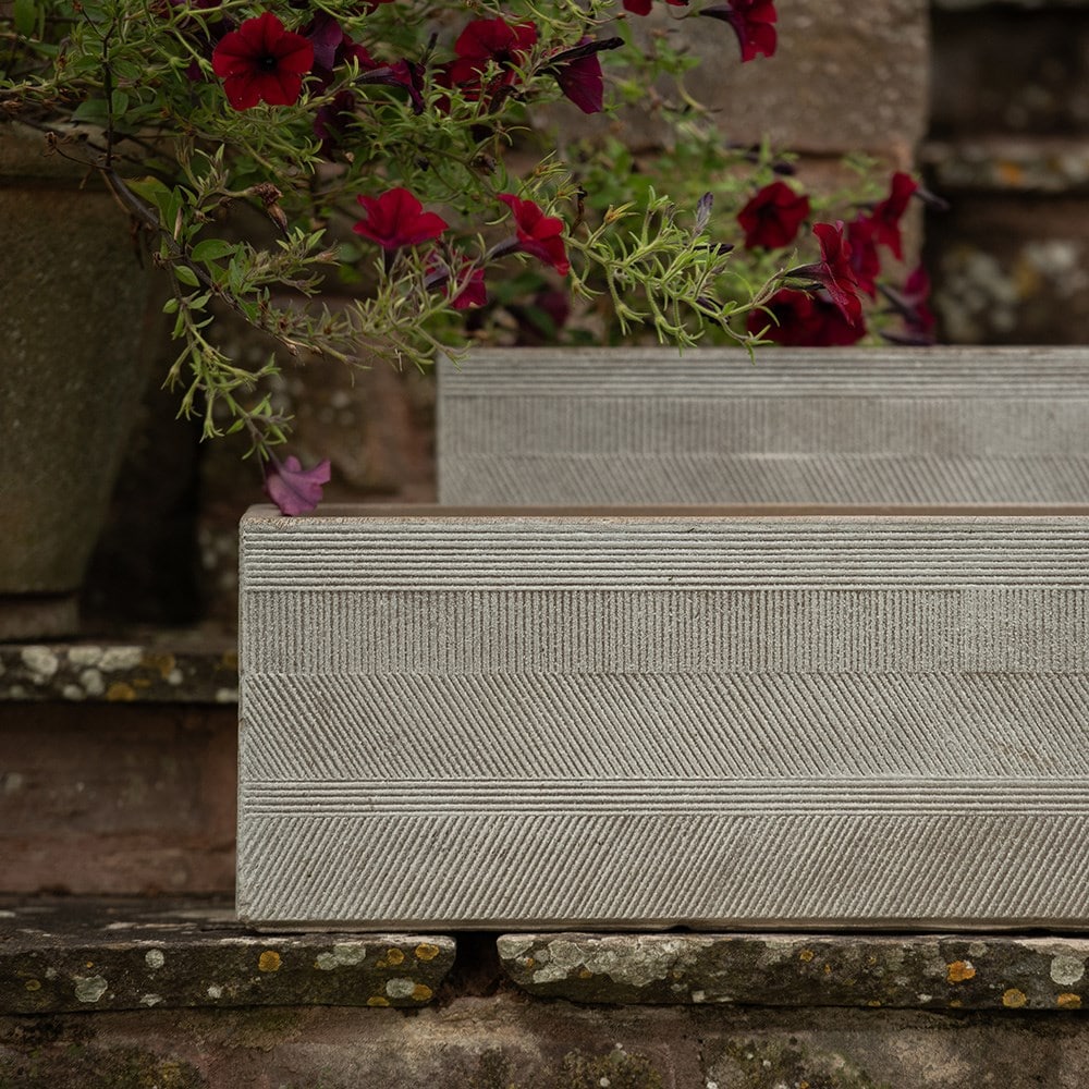 Set of two textured troughs - light grey