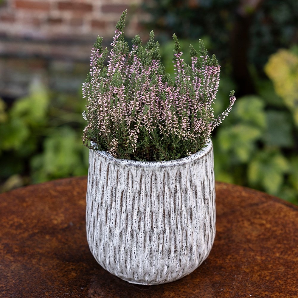 Glazed textured planter - speckled grey
