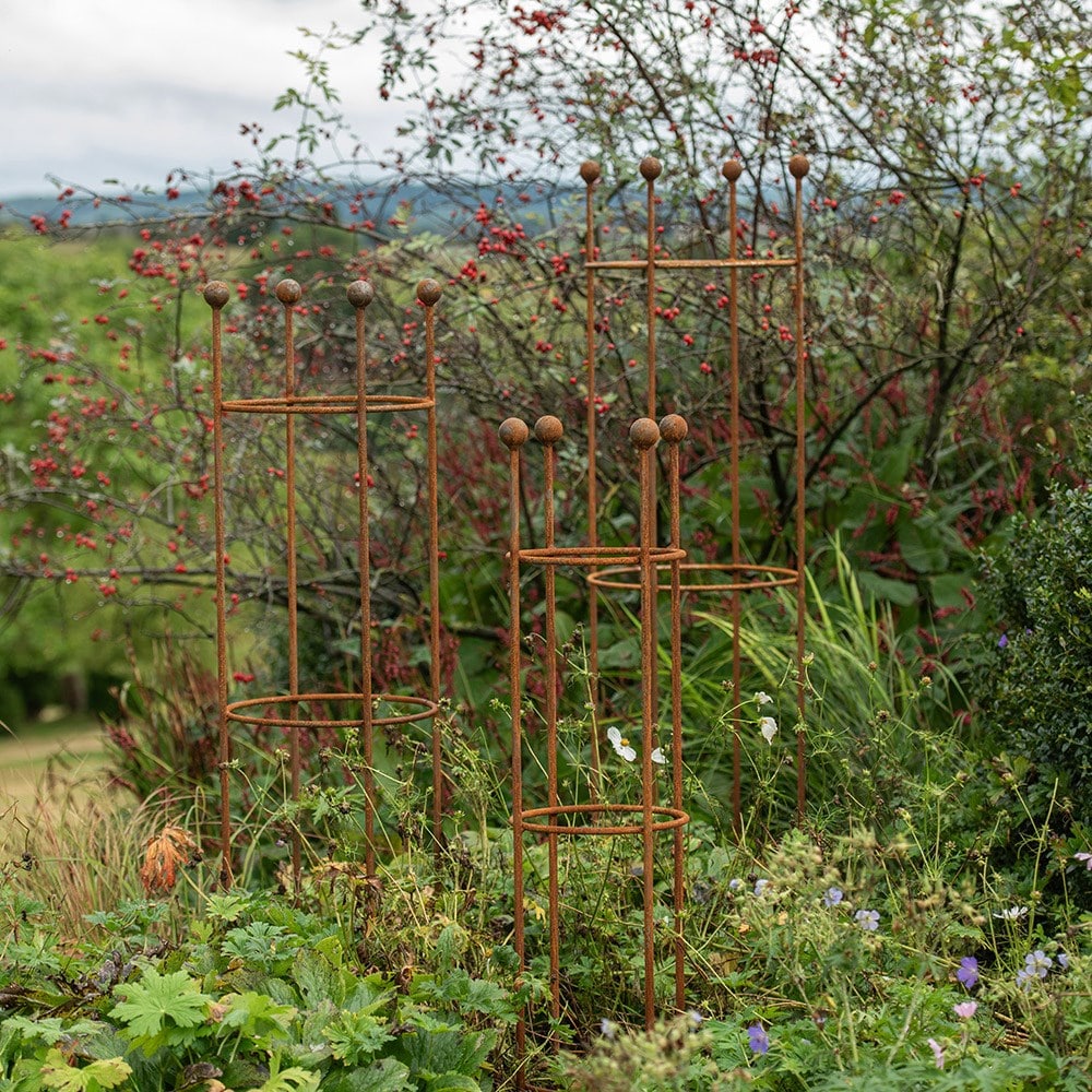 Castle plant support frame set of 3 - rust