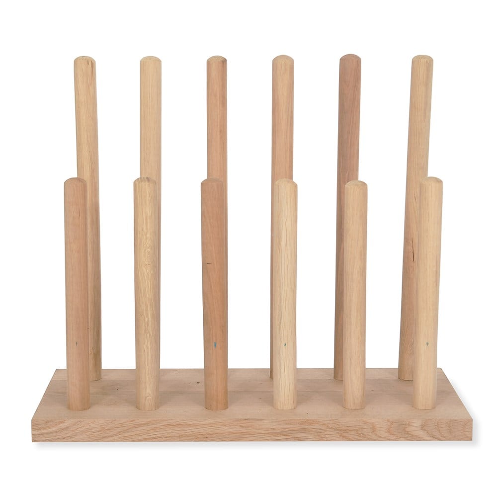 Oak six pair welly boot stand 