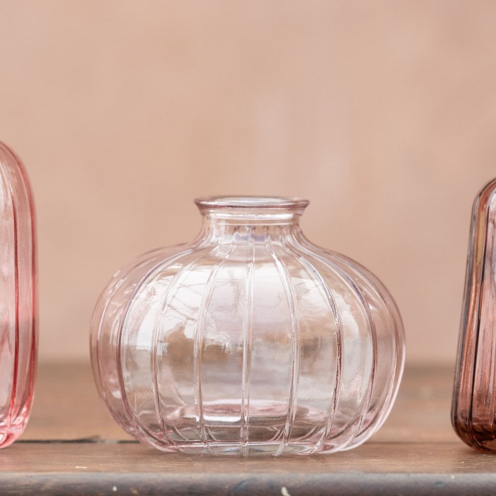 Three fluted glass bud vases
