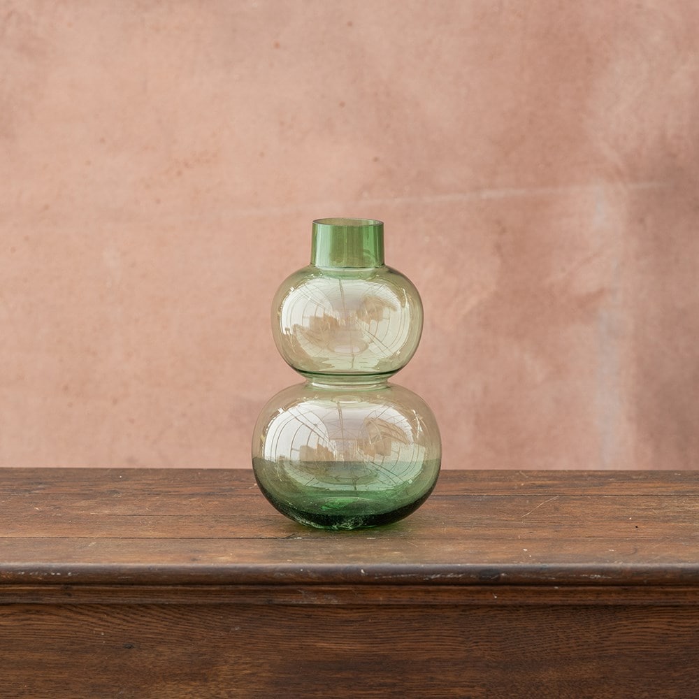 Green bubble glass vase