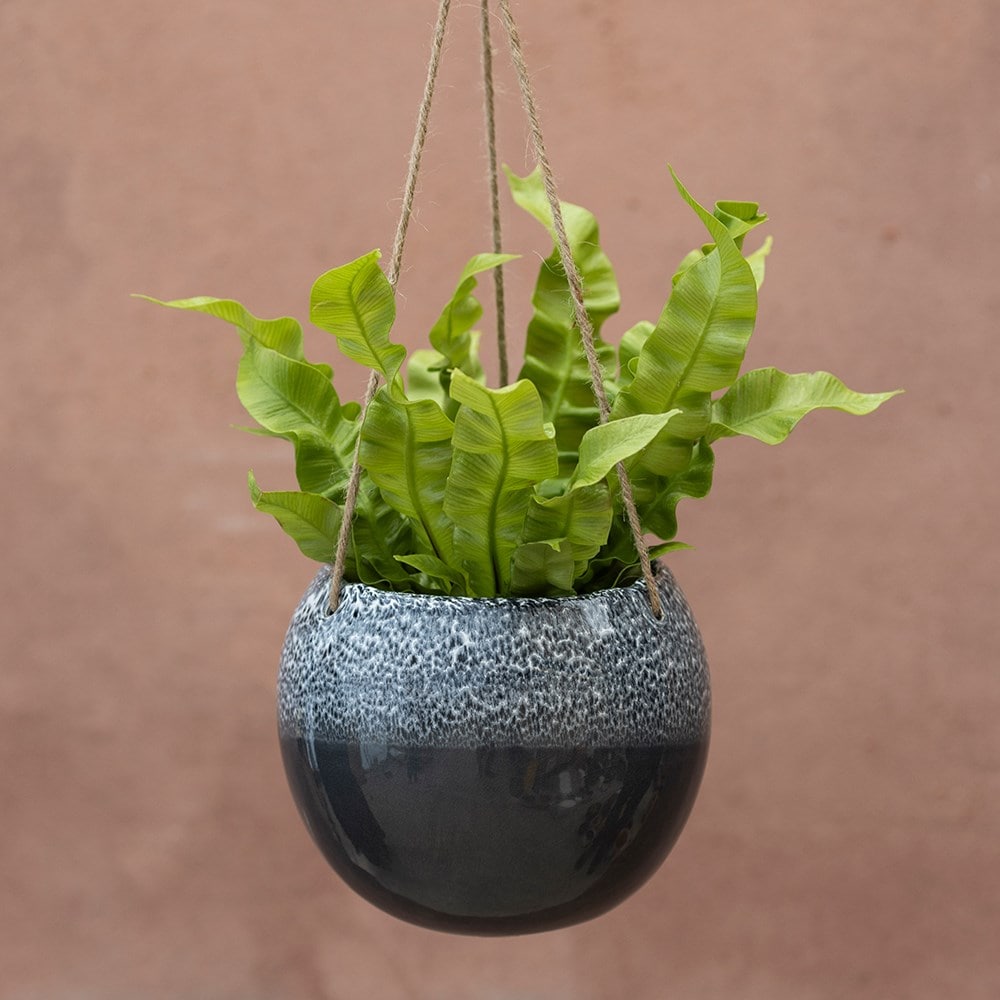 Ceramic hanging plant pot - blue