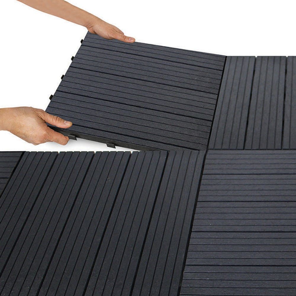 Recycled easy fit interlocking deck tiles pack of 6 - graphite grey