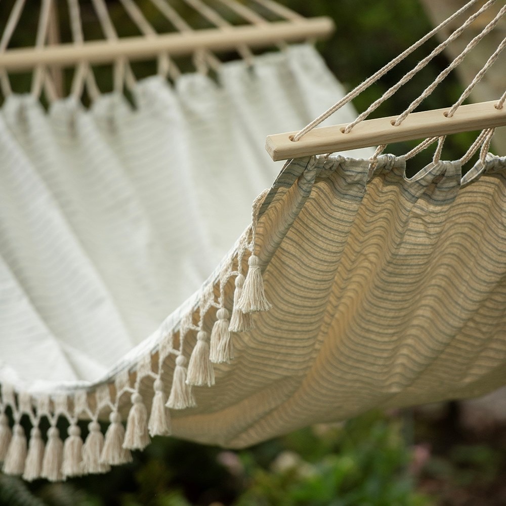 Swing hammock with bars - ticking stripe