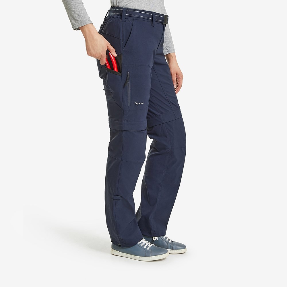 Genus women's summer zip-off gardening trousers dark navy - short