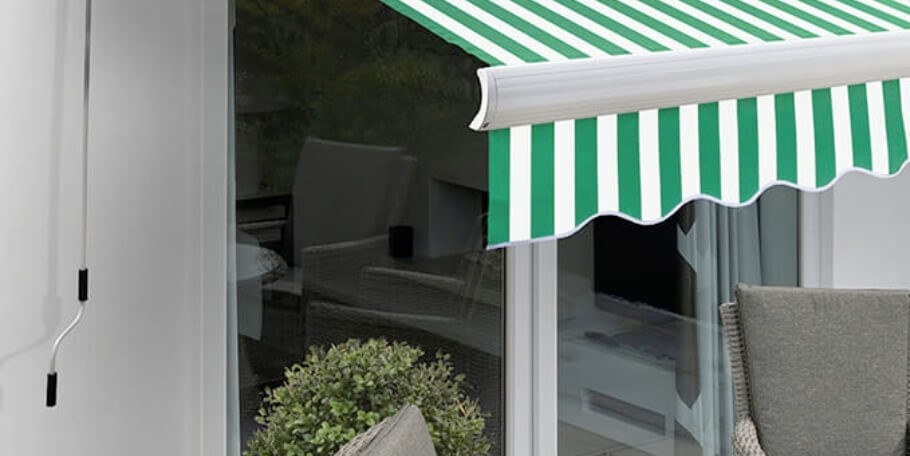 Awnings with manual power source