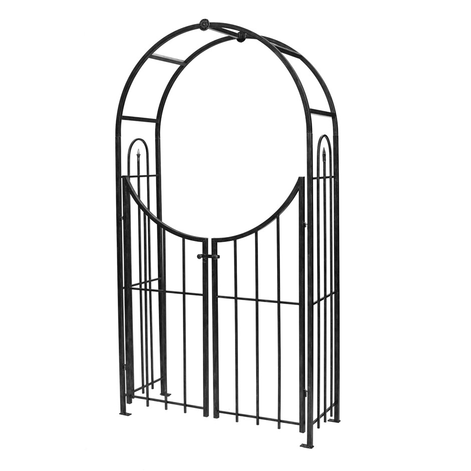 Garden Arch with Gate in Black