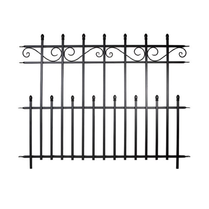 Kensington Black Metal Fence Section