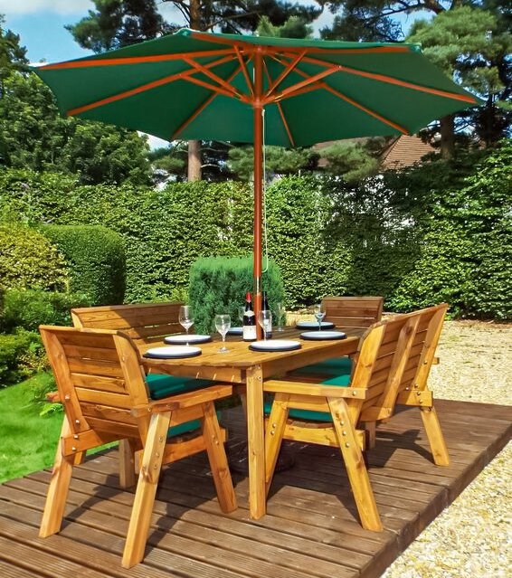 Wooden Six Seater Rectangular Table Bench & Chair Set