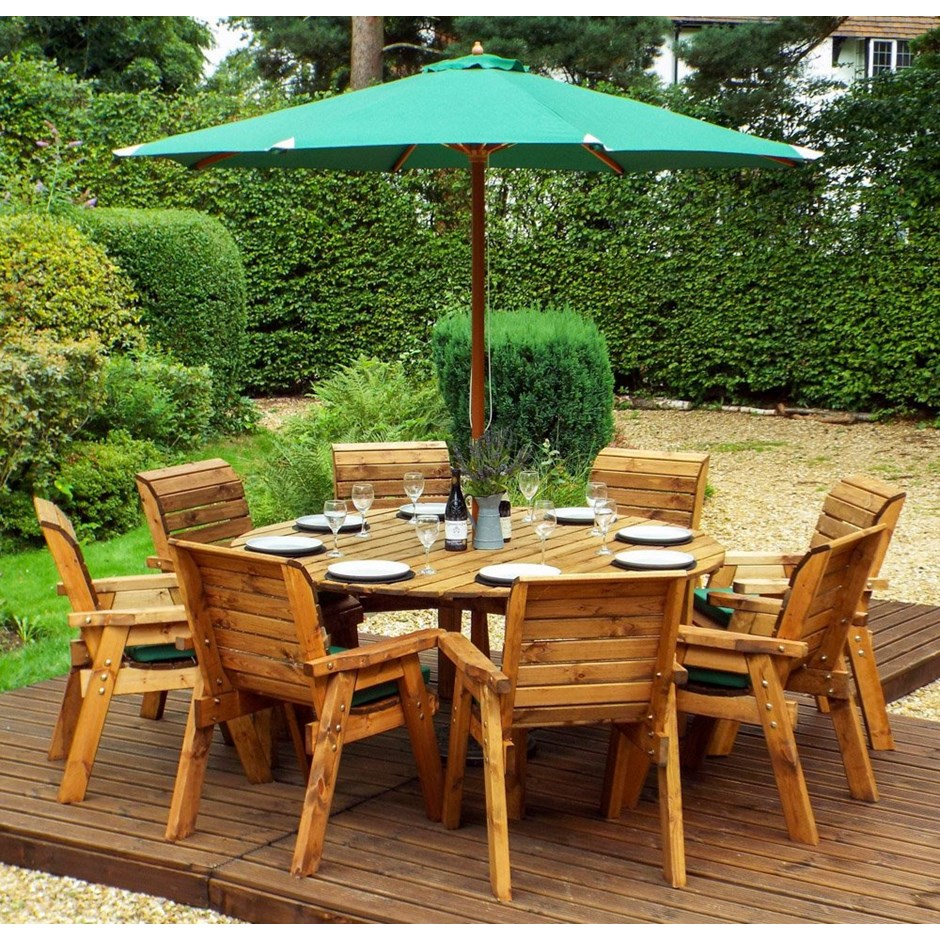 Wooden Eight Seater Round Table & Chair Set