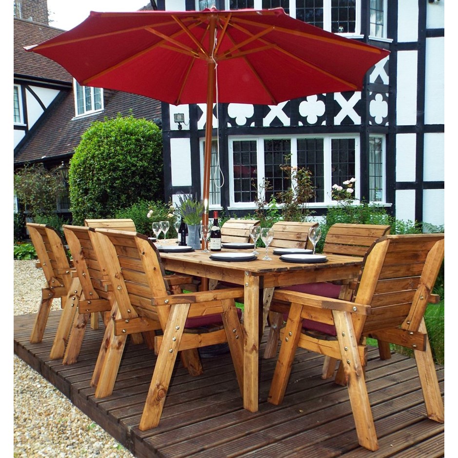 Wooden Eight Seater Rectangular Table & Chair Set