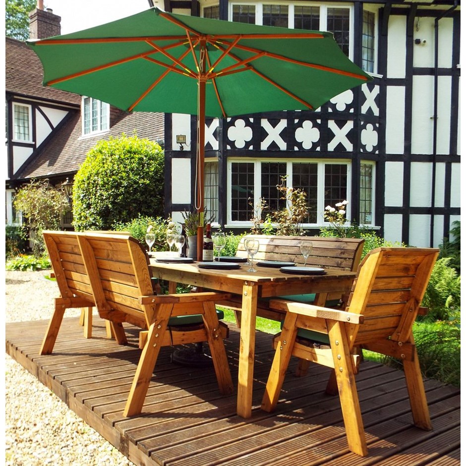 Wooden Eight Seater Rectangular Table Bench & Chair Set