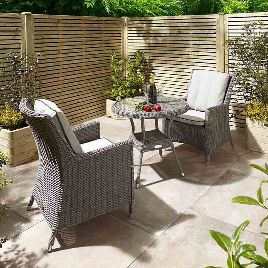 Prestbury Bistro Garden Furniture Set in Stone Rattan