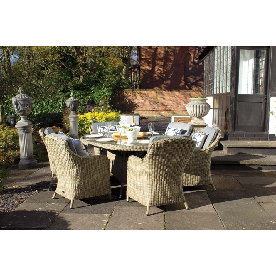 Wentworth 6 Seater Oval Highback Rattan Comfort Dining Set