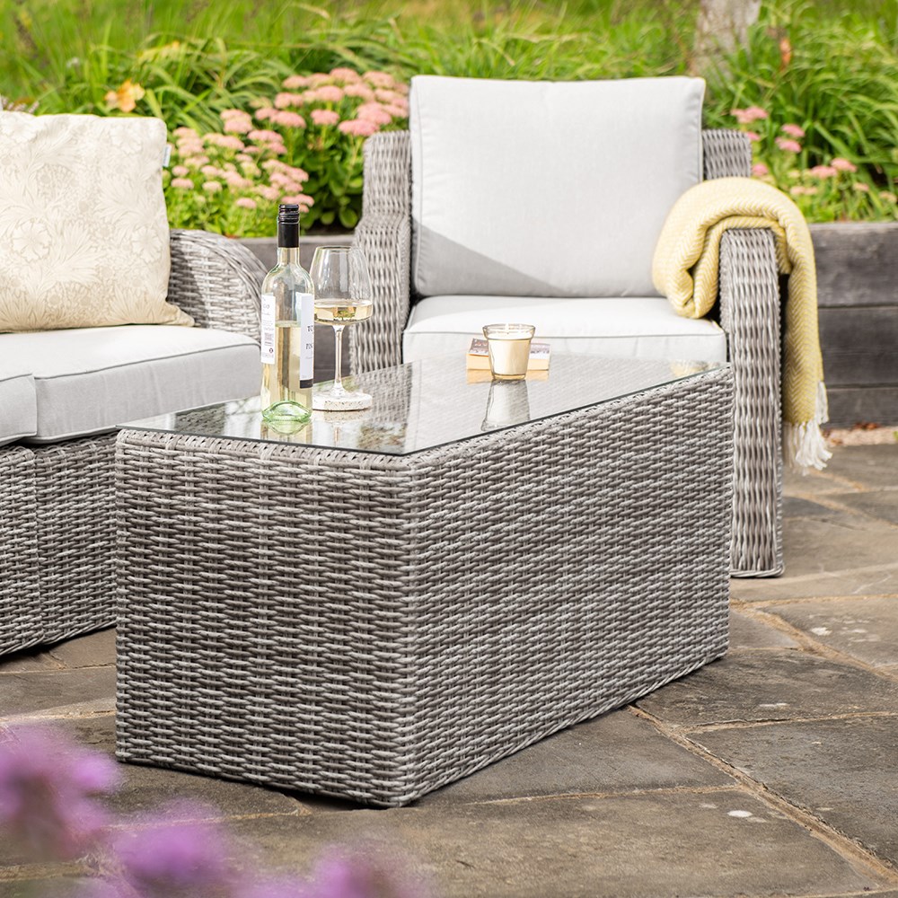 Luxury Rattan 5 Seater Sofa Set with Coffee Table in Stone | Primrose Living