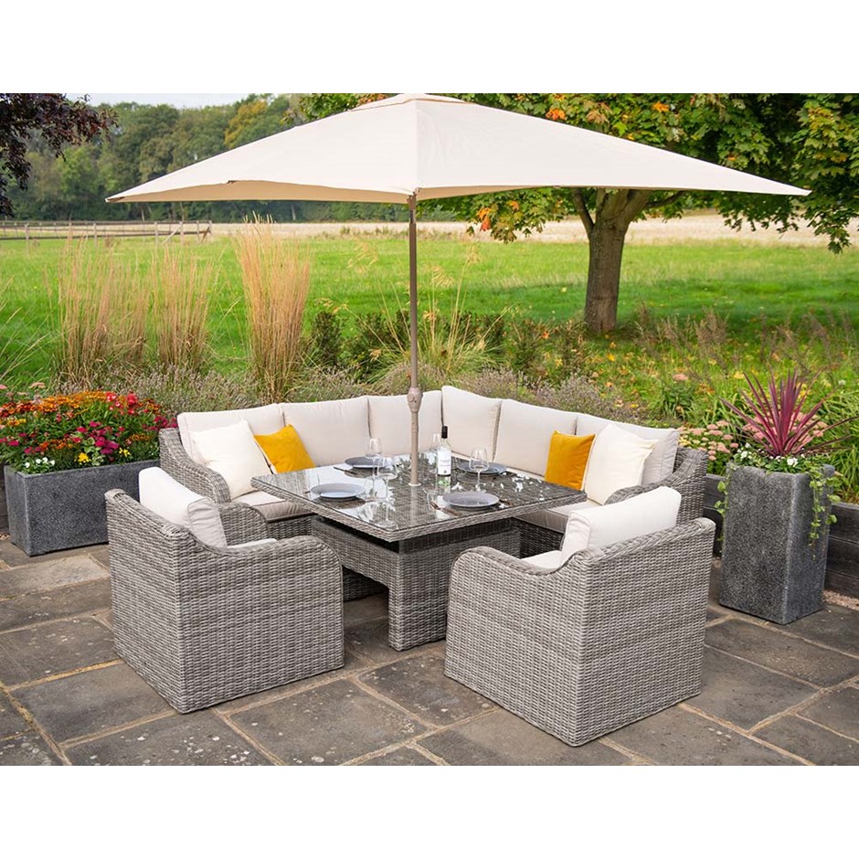 Luxury Rattan Corner Sofa Set With Rising Table
