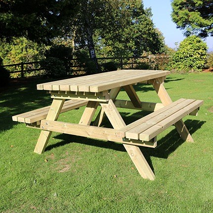 Deluxe Six Seater Wooden Picnic Table