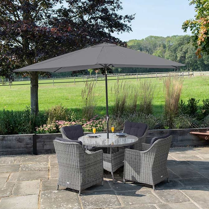 Luxury Rattan 4 Seater Round Dining Set in Pebble | Primrose Living